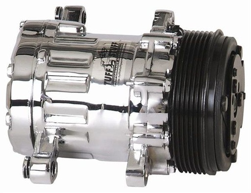 [P412] March Performance Chrome Sanden 7176 compressor with serpentine pulley